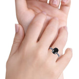 Solitär-Akzent-Oval-Art-Deco-Verlobungsring mit natürlichem schwarzen Onyx