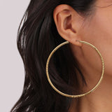 14K White & Yellow Gold Diamond Cut 2mm Snap Closure Hoop Earrings Endless 3.1grams 60mm