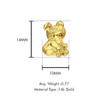 14K Yellow Gold Bear Pendant 14mmX10mm With 16 Inch To 22 Inch 1.2MM Width Flat Open Wheat Chain Necklace