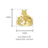 14K Yellow Gold Cats Pendant 16mmX16mm With 16 Inch To 24 Inch 0.8MM Width Square Wheat Chain Necklace