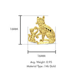 14K Yellow Gold Cats Pendant 16mmX16mm With 16 Inch To 24 Inch 0.9MM Width Wheat Chain Necklace