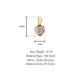 14K Tri Color Gold 15 Years Pendant 14mmX7mm With 16 Inch To 24 Inch 0.8MM Width Square Wheat Chain Necklace