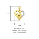 14K Yellow Gold Mom & Child CZ Pendant 21mmX16mm With 16 Inch To 22 Inch 1.2MM Width Side DC Rolo Cable Chain Necklace