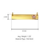 14K dreifarbiges Gold, schlichte ID für Halskette mit Schmetterlingsanhänger, 6 mm x 32 mm, mit 16 Zoll bis 24 Zoll, 1,0 mm Breite, runder DC-Weizenkette