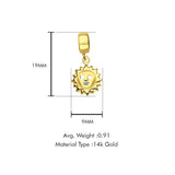 14K Yellow Gold Sun Charm for Mix&Match Pendant 19mmX9mm With 16 Inch To 24 Inch 1.0MM Width D.C. Round Wheat Chain Necklace