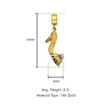 14K Yellow Gold Shoe Charm for Mix&Match Pendant 29mmX6mm With 16 Inch To 24 Inch 0.8MM Width D.C. Round Wheat Chain Necklace