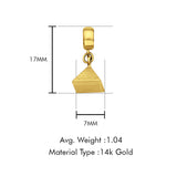 Pyramiden-Charm aus 14 Karat Gelbgold für Mix&amp;Match-Anhänger 17 mm x 7 mm mit 16 Zoll bis 22 Zoll 1,2 mm breiter, schräg geschnittener runder Rolo-Kette