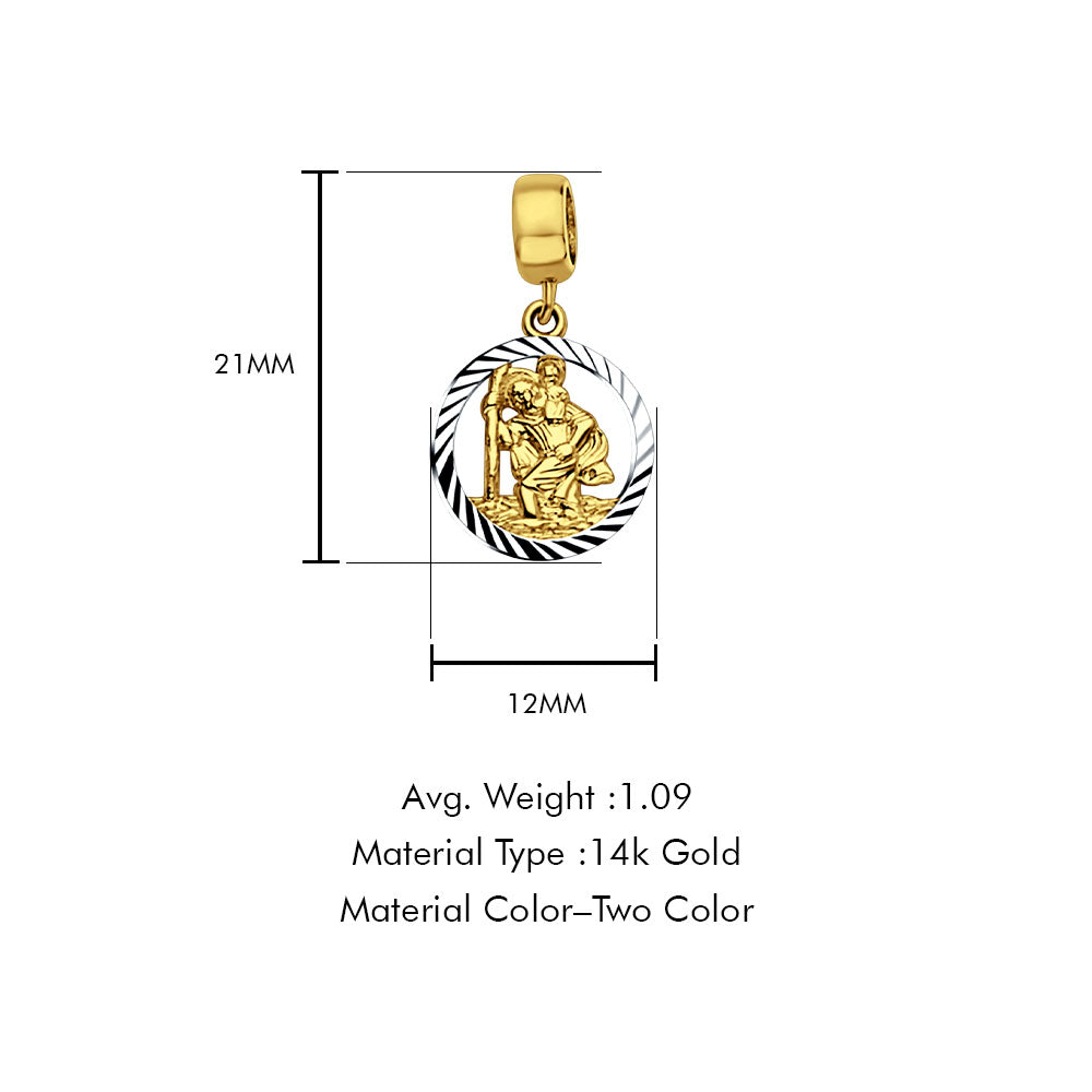 14K Yellow Gold Saint Christopher for Mix&Match Pendant 21mmX12mm With 16 Inch To 22 Inch 1.0MM Width Box Chain Necklace