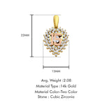 14K Two Tone Gold CZ 15Years Pendant 22mmX13mm With 16 Inch To 24 Inch 0.8MM Width D.C. Round Wheat Chain Necklace
