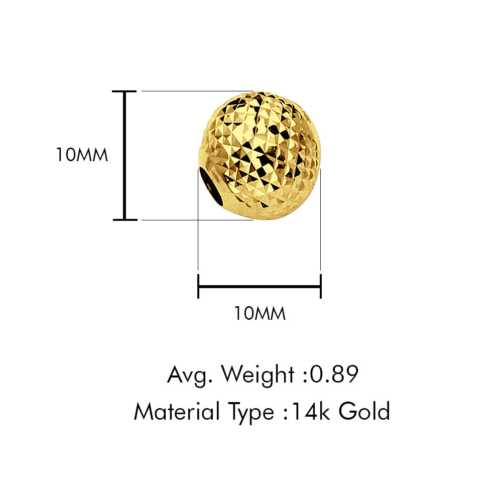 14K Yellow Gold DC Round Slider for Mix&Match Pendant 10mmX10mm With 16 Inch To 22 Inch 0.5MM Width Box Chain Necklace