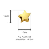 Sternschieber aus 14 Karat Gelbgold für Mix&amp;Match-Anhänger 10 mm x 10 mm mit 16 Zoll bis 22 Zoll 0,5 mm breiter Kastenkette