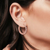 14K Gold .07ct Diamond Hoop Huggie Earrings