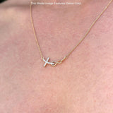 Kreuz-Anhänger-Diamant-Unendlichkeits-Halskette 14K Gold 0,05ct