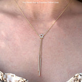 Dangling Diamond Line Star Necklace 14K Gold 0.05ct