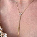 Baumelnde Diamant-Linien-Stern-Halskette, 14 K Gold, 0,05 ct