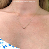 14K Gold 0.13ct Three Stone Diamond Pendant Chain Necklace 18" Long