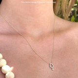 Dangling Diamond Pear Teardrop Necklace 14K Gold 0.09ct