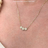 Diamond Pendant Flower Necklace 14K Gold 0.14ct