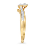 Cluster Baguette 0.19ct Natural Diamond Halo Engagement Ring 14K Gold