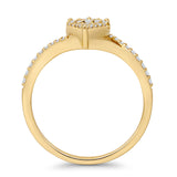Tropfenförmiger, birnenförmiger, geteilter Ring mit 0,30 ct natürlichem Diamant aus 14-karätigem Gold