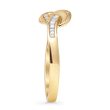 Diamant-Crossover-Ring mit gedrehtem Knoten, 0,16 ct, natürliches Baguette, 14-karätiges Gold