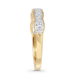 Halb-Ewigkeits-Ehering mit Muschelkante und Milgrain-Diamant von 0,32 ct, 14-karätiges Gold
