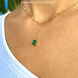 Green Emerald Paperclip Chain Necklace