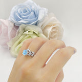 Art Deco Round Natural Aquamarine Infinity Leaf Design Bridal Ring 925 Sterling Silver