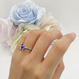 Marquise Solitaire Engagement Ring 5X10 Natural Amethyst 925 Sterling Silver