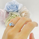 Two Piece Round Natural Aquamarine Vintage Style Bridal Engagement Ring 925 Sterling Silver