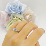 Budding Willow Solitaire Ring Round Natural Aquamarine 925 Sterling Silver