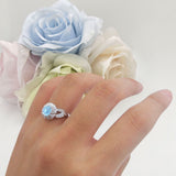 Sunflower Ring Infinity Twisted Round Natural Aquamarine 925 Sterling Silver