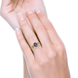 Vintage Oval Lab Alexandrite Art Deco Bridal Set Engagement Ring