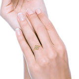 14K Gold 0.09ct Round 9.5mm G SI Diamond Quatrefoil Flower Engagement Wedding Ring