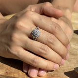 Floral Diamond Ring Split Shank 10K Gold 0.18ct