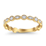 14 K Gold, 0,10 ct, rund, 2,75 mm G SI, halb Ewigkeit, stapelbarer Verlobungs-Ehering mit Diamant