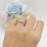 Round Cetlic Trinity Vintage Style Natural Aquamarine Ring 925 Sterling Silver