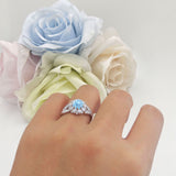 Sunflower Ring Infinity Twisted Round Natural Aquamarine 925 Sterling Silver