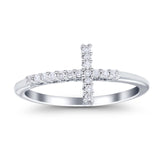 14K Gold 0.12ct Round 9mm G SI Diamond Sideways Cross Eternity Band Engagement Wedding Ring