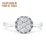 Diamond Cluster Halo Wedding Ring 10K Gold 0.10ct