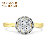 Diamant-Cluster-Halo-Ehering, 10 Karat Gold, 0,10 ct