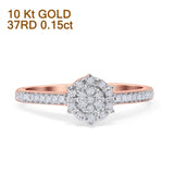 Halo Round Cluster Diamond Wedding Ring 10K Gold 0.15ct