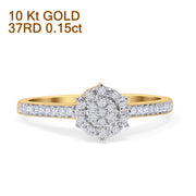 Halo-Ehering mit rundem Cluster-Diamant, 10 Karat Gold, 0,15 ct