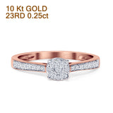 Round Cluster Diamond Wedding Ring 10K Gold 0.25ct