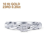 Twisted Rope Cluster Diamond Wedding Ring 10K Gold 0.20ct