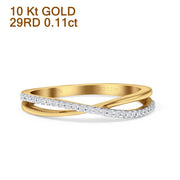Half Eternity X Crisscross Diamond Wedding Band 10K Gold 0.11ct