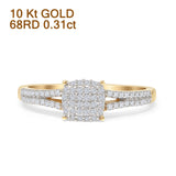 Cushion Diamond Ring Split Shank 10K Gold 0.31ct