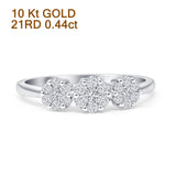 Triple Flower Cluster Diamond Wedding Ring 10K Gold 0.44ct