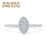 Beaded Diamond Cluster Ring 10K Gold 0.21ct
