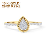 Pear Teardrop Diamond Cluster Ring 10K Gold 0.22ct